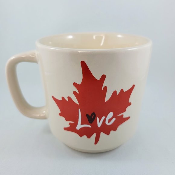 Maple Leaf Ellen Degeneres Love Mug Cup Coffee Tea 16oz Red Cream Valentine’s - Picture 3 of 10